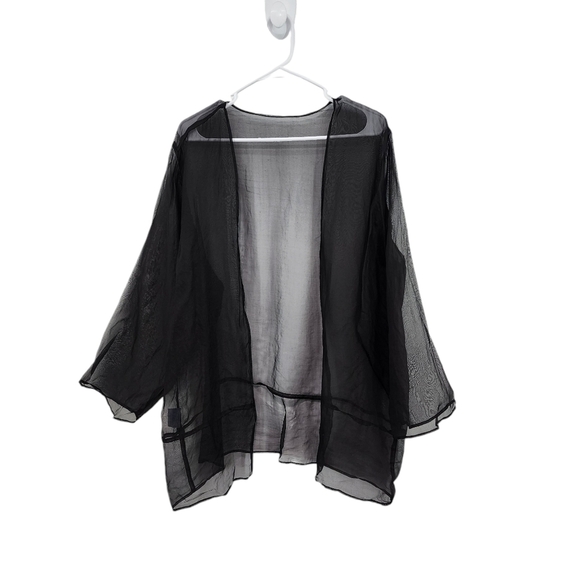 Whispers by Carole Dolighan Women's Long Sleeves Open Front Sheer Top Cardigan - Picture 1 of 6
